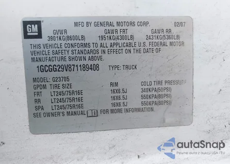 2007 Chevrolet Express Work Van из США, поврежденный, VIN 1GCGG29V871189408